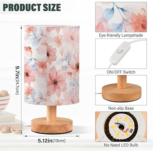 Miniatura 3 de Nightstand Lamps End Table Lamps Retro Orange Flowers Watercolor Red Table Lamp for Girls Dorm Room lampara de Noche
