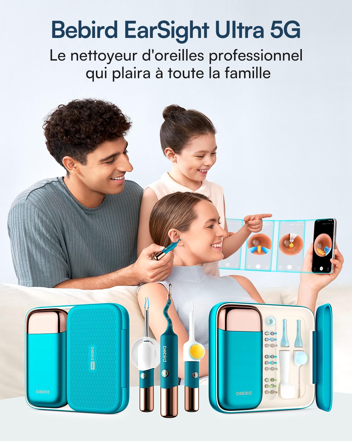 BEBIRD Earsight Ultra Camera Oreille Nettoyage - Otoscope oreille Flexible et Lumière - Kit d'ear cure pour Adultes & Enfants