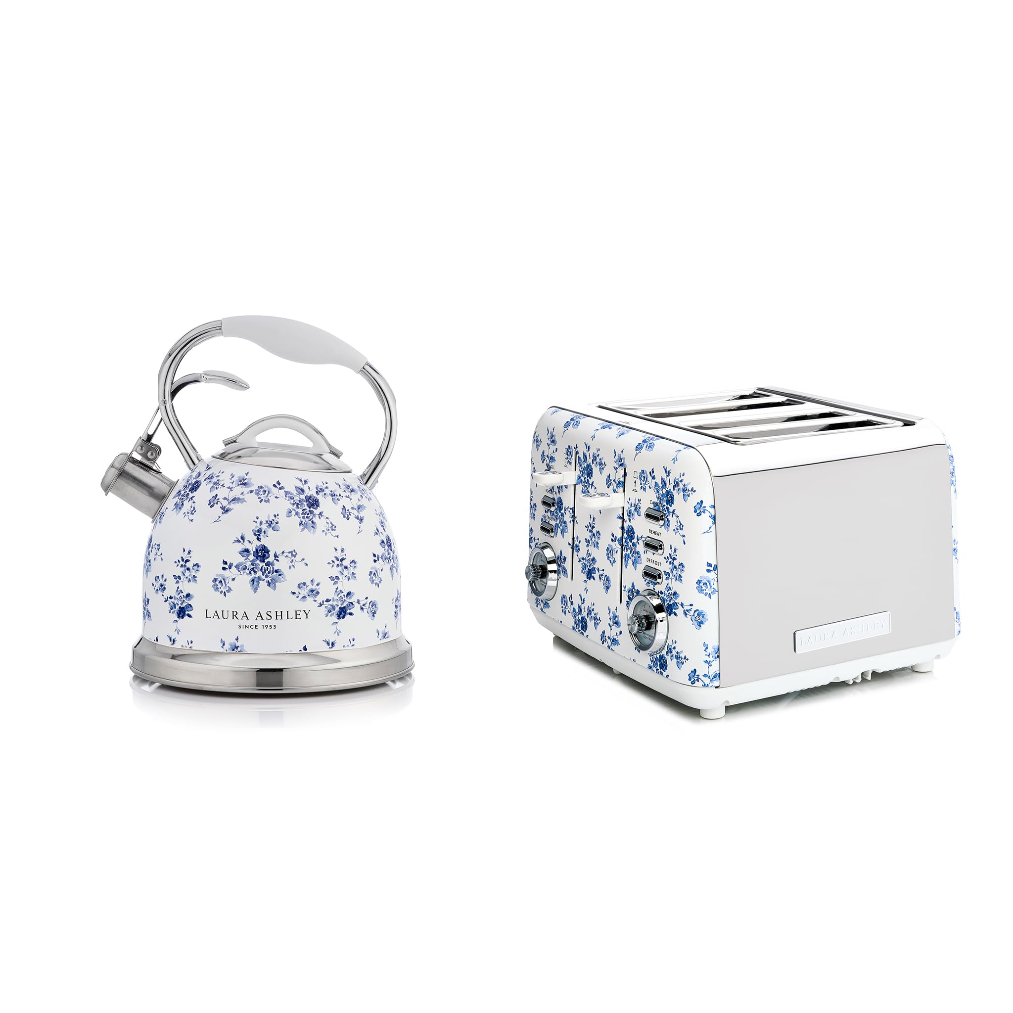 Ensemble Bouilloire Sifflante 2,5L + Grille-pain 4 Tranches Laura Ashley - Motif Floral Bleu, Compatible Induction Et Gaz - 11