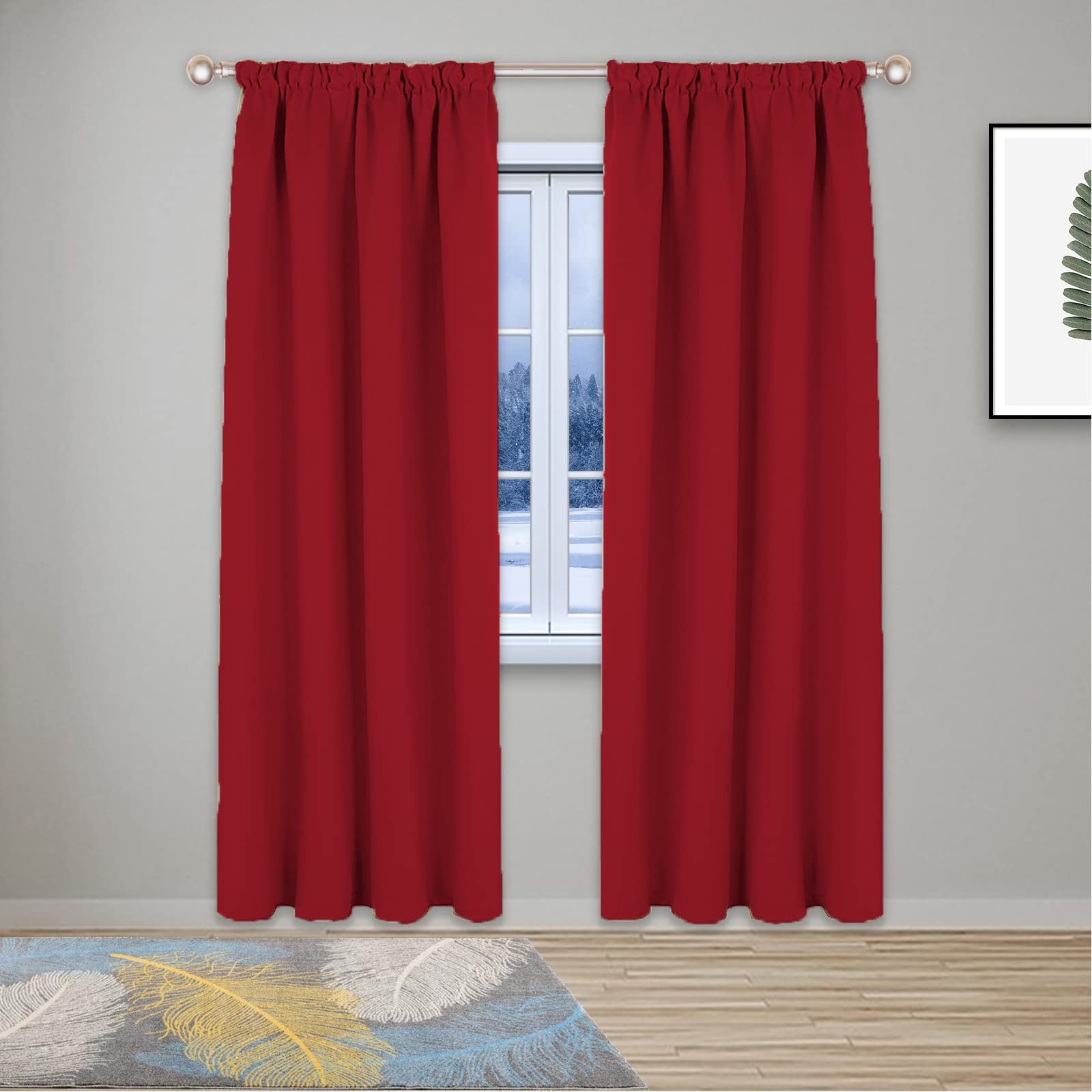 GZQIAWY 1 Pack Blackout Curtains Thermal Curtains for Bedroom Living Room Soft Window Treatments for Kids Super Soft Pencil Pleat Red 80 in x 90 in (W x L)
