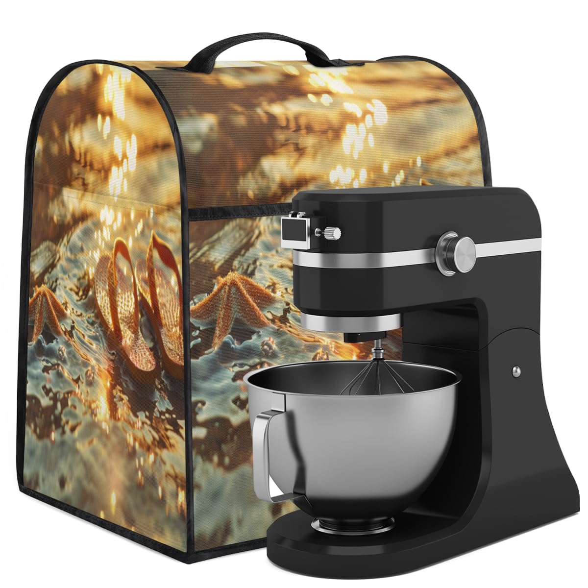 Coffee Maker Cover Ocean Flip Flops Starfish Kitchen Appliance Covers Small Appliance Covers Blender Cover Juicer Cover Dust Covers for Kitchen Appliances with Top Handle and Pockets,Washable,B100