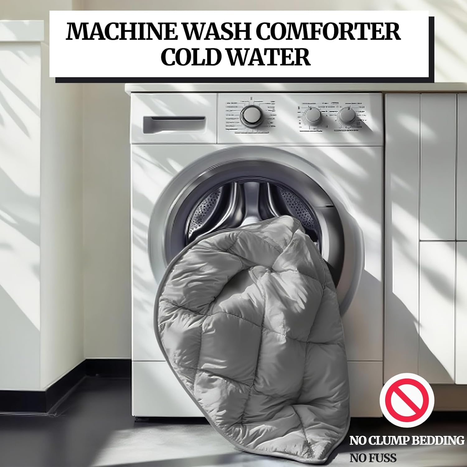 Down Alternative Bedding Comforter Queen Size - All-Season Soft Reversible Microfiber Bedding Comforter - Lightweight & Machine Washable(Black/Dark Gray, Queen (U.S. Standard)) - Image 5