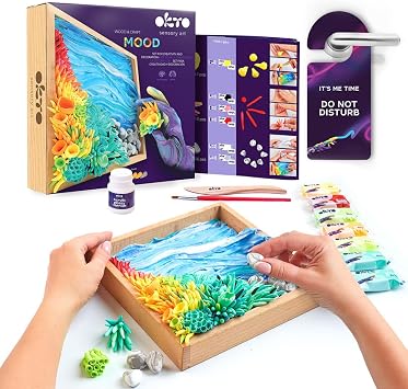 Okto Ocean Calm DIY 3D Painting, 21x21cm Air Dry Clay Kit - Ideal Crafts for Adults and Kids, Perfect for Creative Art Projects and Home Decor Ocean Calm