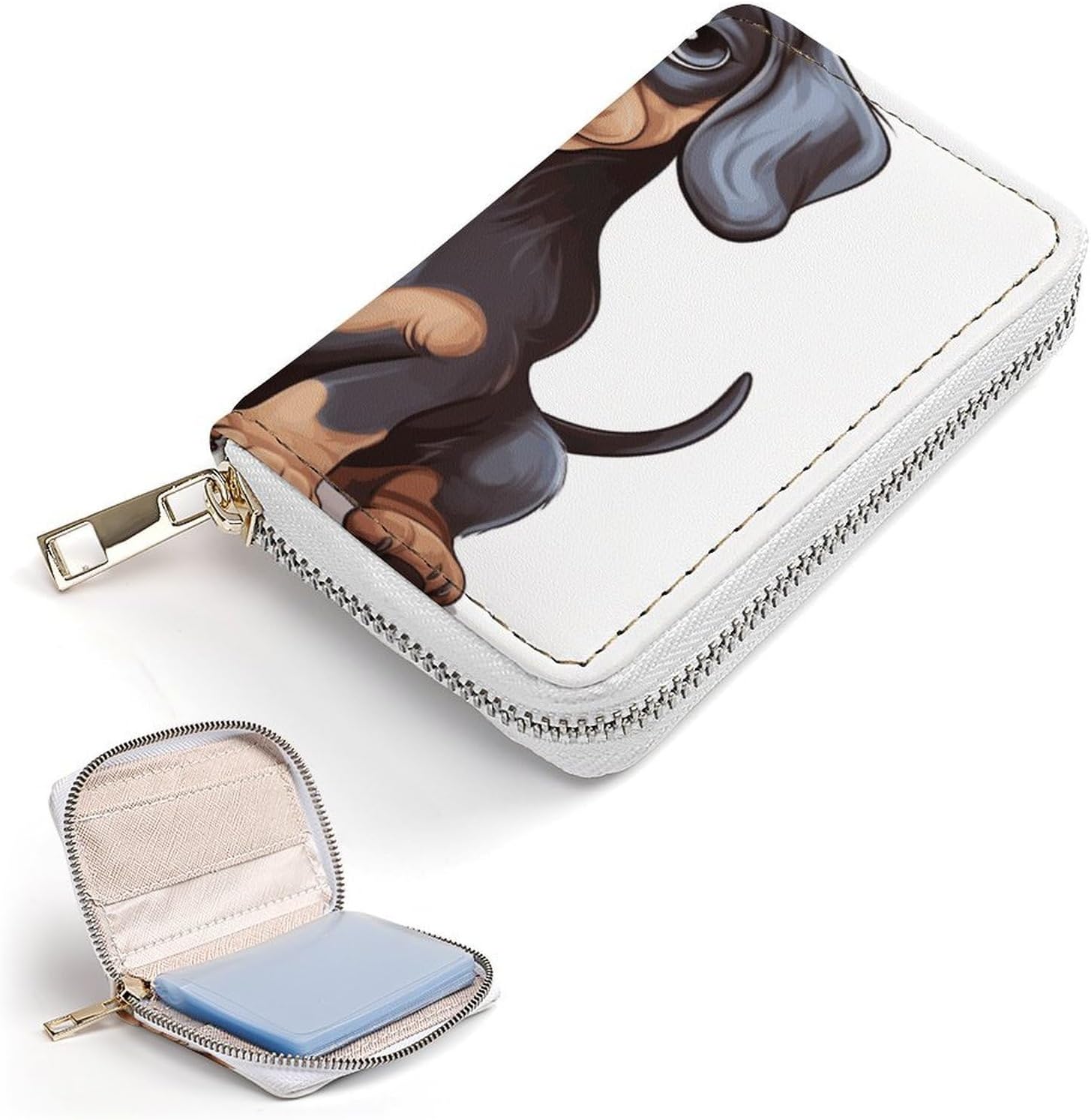 Cute Dachshund Card Holder RFID Blocking,Credit Card Wallet for Women And Men,Card Case Organizer Bag with Zipper