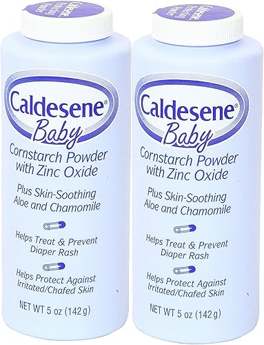 Caldesene Polvo para bebé de almidón de maíz con óxido de zinc, polvo para bebés sin talco, 5 onzas (paquete de 2)
