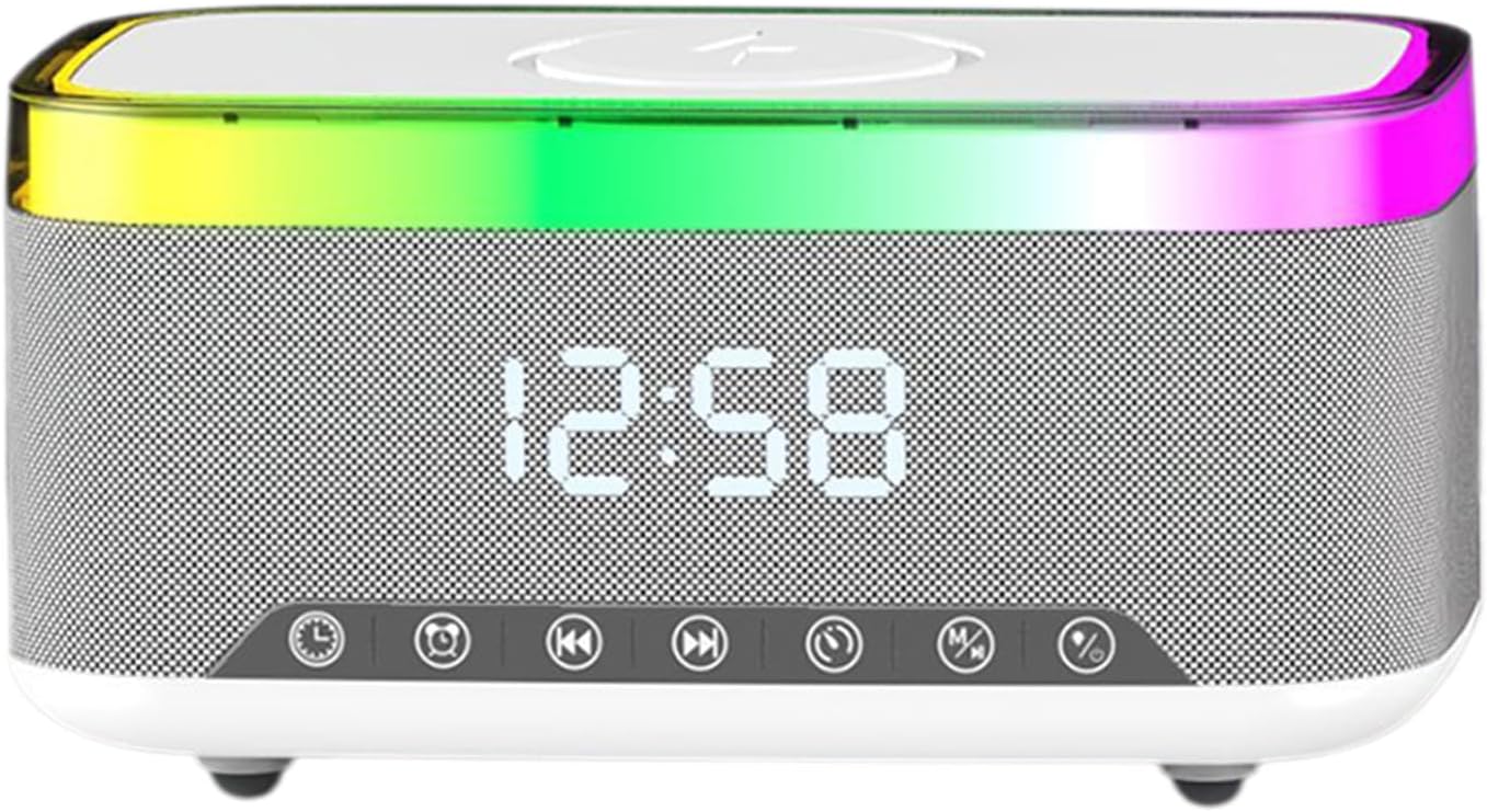 Phone Charging Alarm Clock - White Noise Sound Machine, Digital Wireless Charging Speaker with -Function, Home Gadget for Sleep and Relaxation, Electronics Category Compact Feature