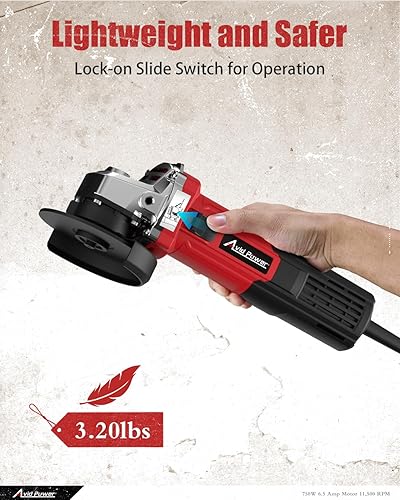Miniatura 8 de AVID POWER Amoladora angular de 4-12 pulgadas, amoladora eléctrica de 750 W, 6.5 amperios, 11500 RPM, con muelas de molienda y corte, mango