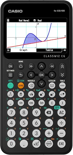 Casio fx-CG100 ClassWiz® Calculatrice de graphique de couleur avec 3D Graphique & Affichage haute résolution, base de Python & Fonctions avancées Idéales pour les examens, STEM, Programmation & Mathématiques avancées