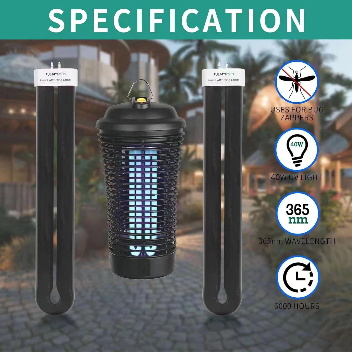 BAIMNOCM 40Watt Black Light Replacement Bulb for Black Flag BZ-40BLK BZ-40DX BZ-40MAX Stinger B4045-4 UVB45 Bug Zapper