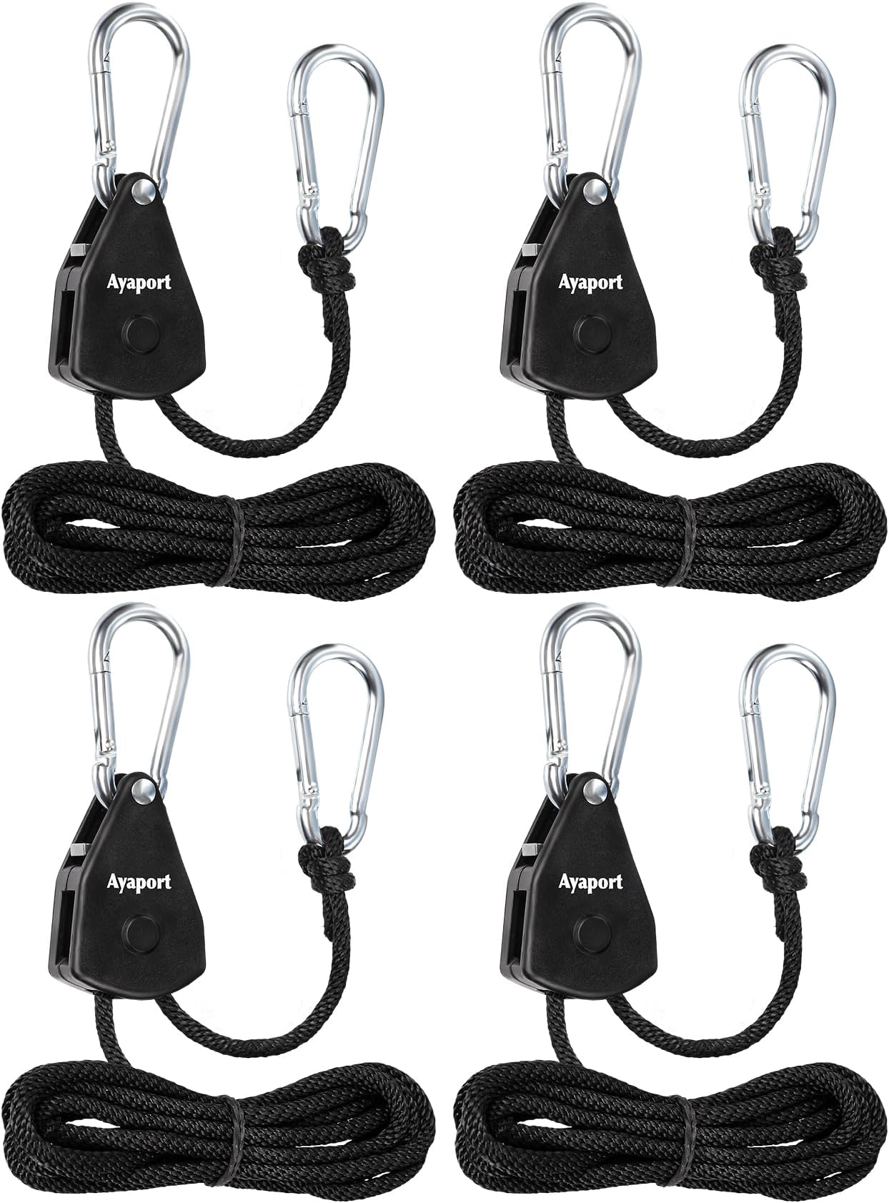 Ayaport Adjustable Rope Tie Down, 1/8" Grow Light Hanger, 4 Pack