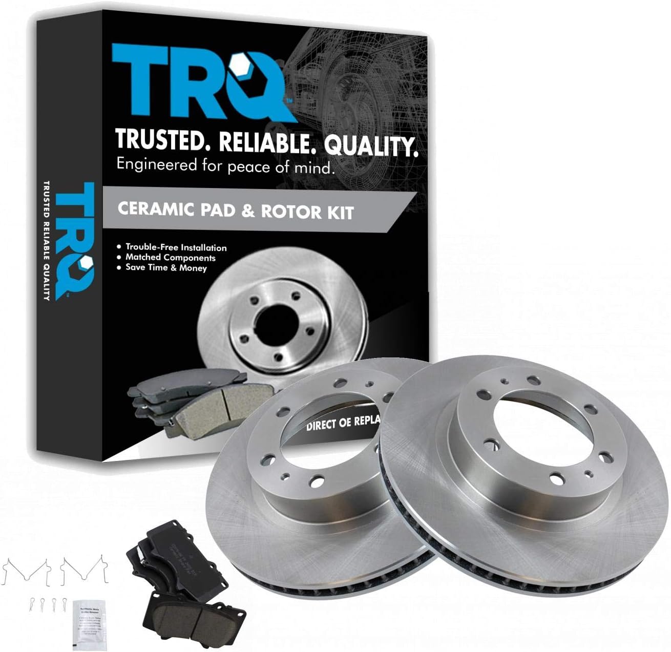 TRQ Front Brake Pad & Rotor Kit Brake Pads Brake Rotor Ceramic Compatible with 2003-2009 Toyota 4Runner 2007-2014 FJ Cruiser 2005-2021 Tacoma