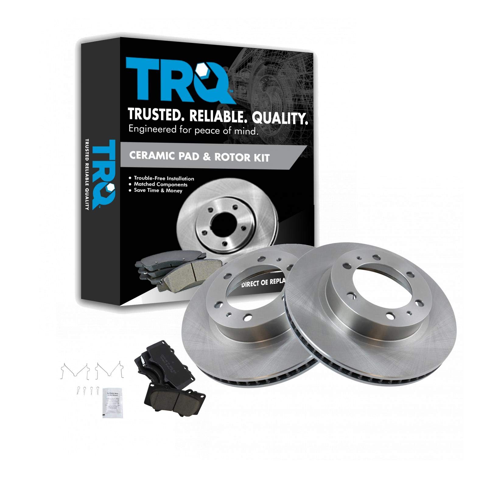 TRQ Front Brake Pad & Rotor Kit Brake Pads Brake Rotor Ceramic Compatible with 2003-2009 Toyota 4Runner 2007-2014 FJ Cruiser 2005-2021 Tacoma