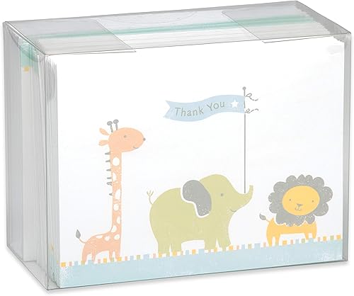 Miniatura 4 de American Greetings Tarjetas de agradecimiento para baby shower con sobres jirafa elefante y león 50 unidades Baby Animals, Paquete de baby shower,