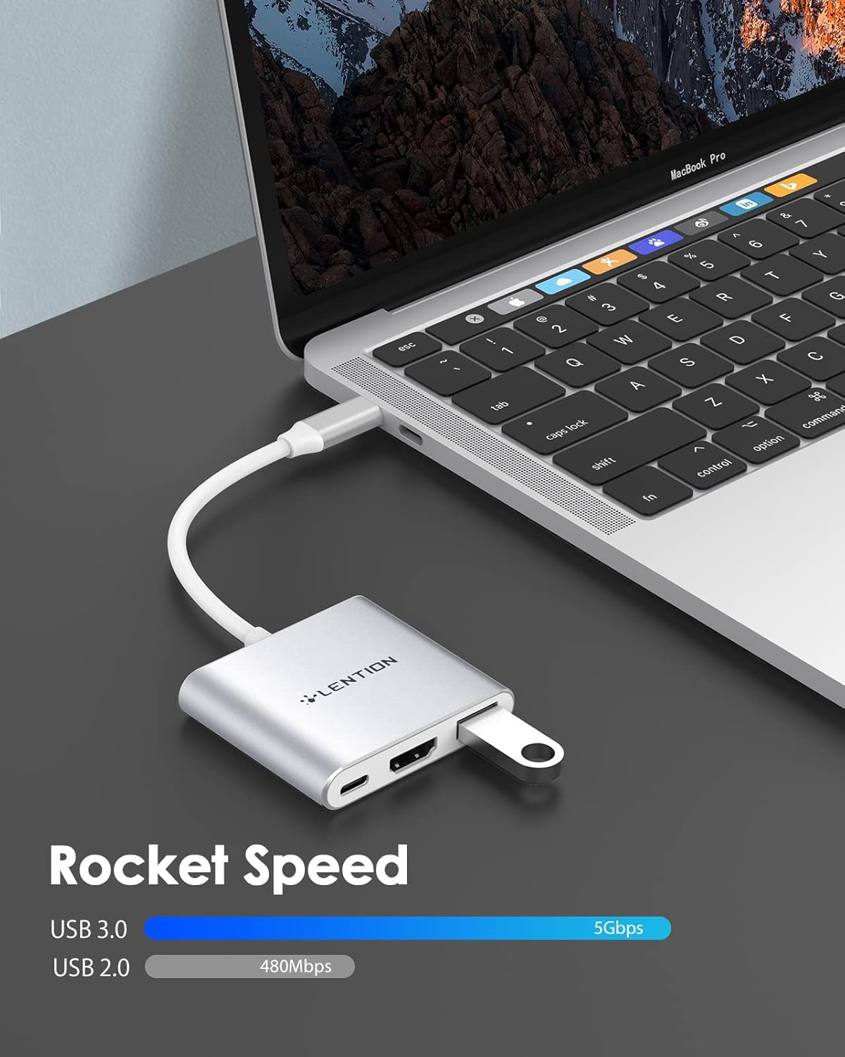 LENTION USB C Hub detailný pohľad na porty