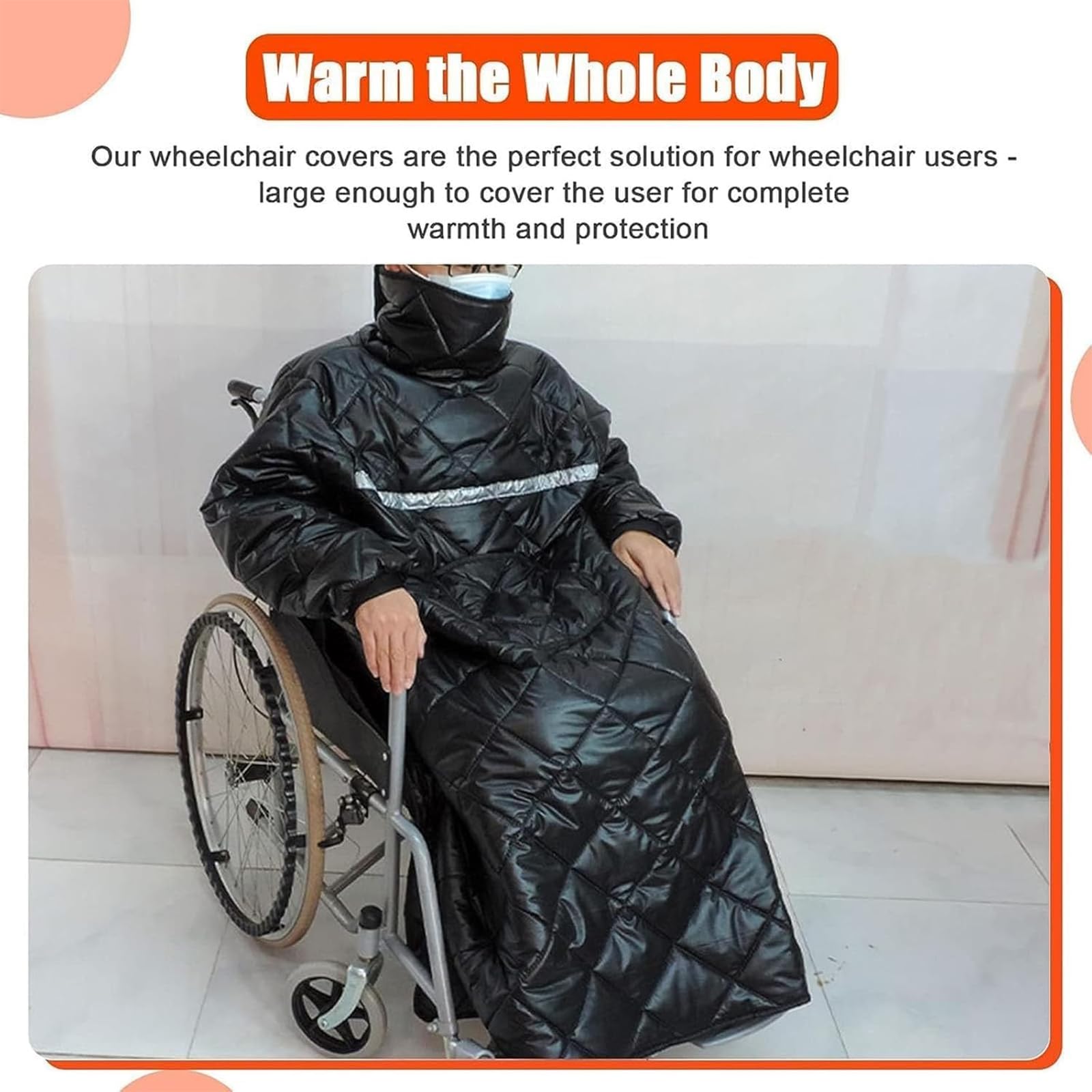 LHQYA Wheelchair Full Body Warm Blanket, Waterproof Windproof Winter Warm Cover with Pocket,High Collar for Cold Protection/Loose Sleeves, for Elderly People