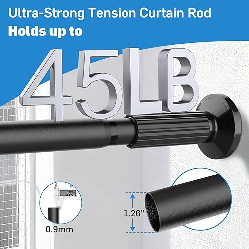 Miniatura 3 de Barra de cortina de tensión de 51 a 146 pulgadas (4.25 a 12.16 pies), barra de cortina larga al aire libre para cenador de ventana de patio, barra