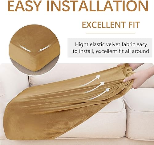 Miniatura 10 de hyha Fundas de cojín de terciopelo para sofá, fundas elásticas para sofás modulares en forma de L, fundas para tumbonas, fundas de asiento de