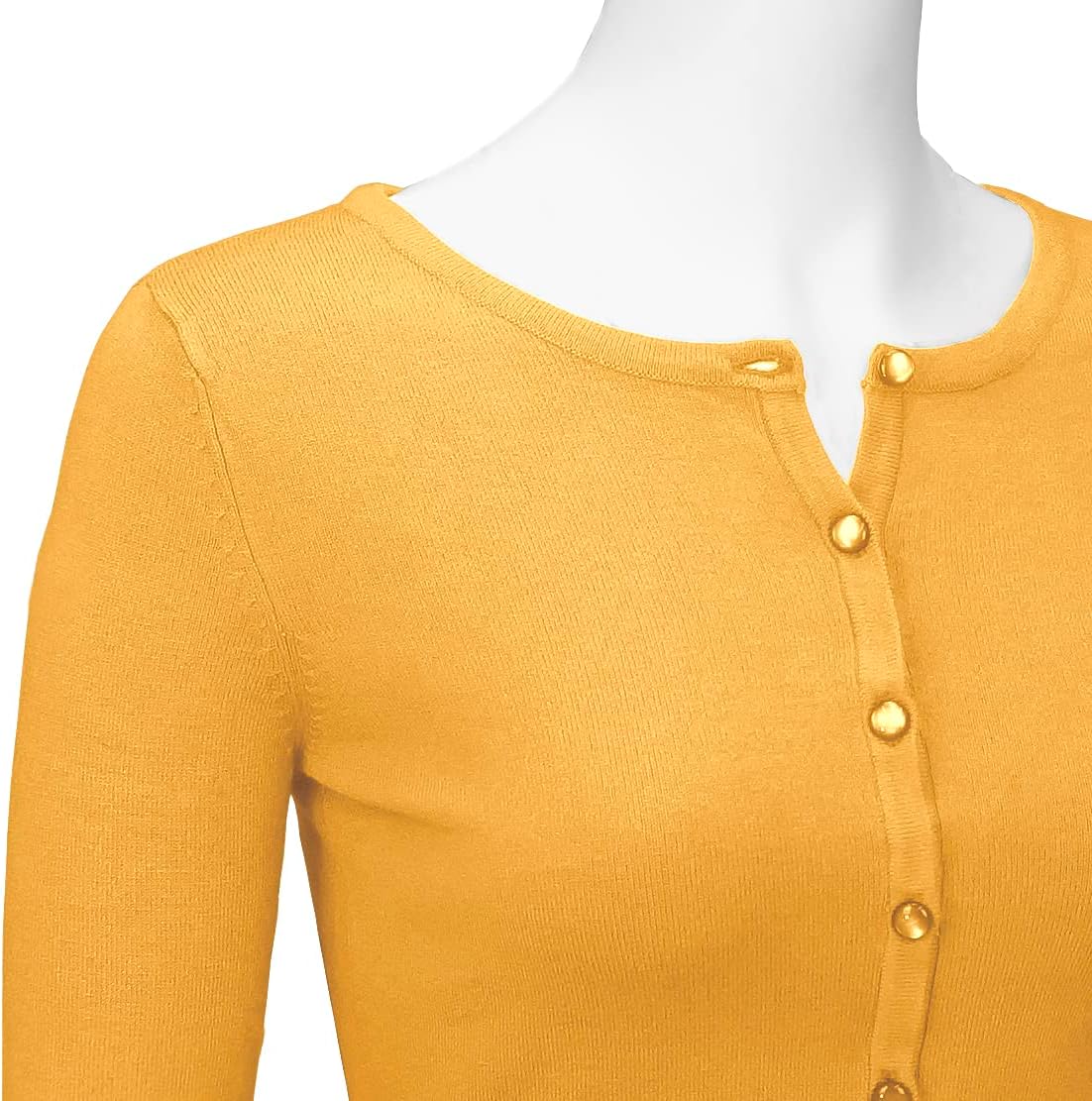 YEMAK Women's Cropped Cardigan Sweater – Long Sleeve Crewneck Basic Classic Casual Button Down Knit Soft Lightweight Top - Image 3