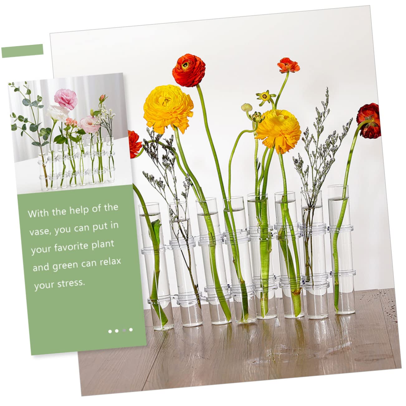 Vase à Tube à Essai en Verre Transparent, 1 Set, pour Plantes