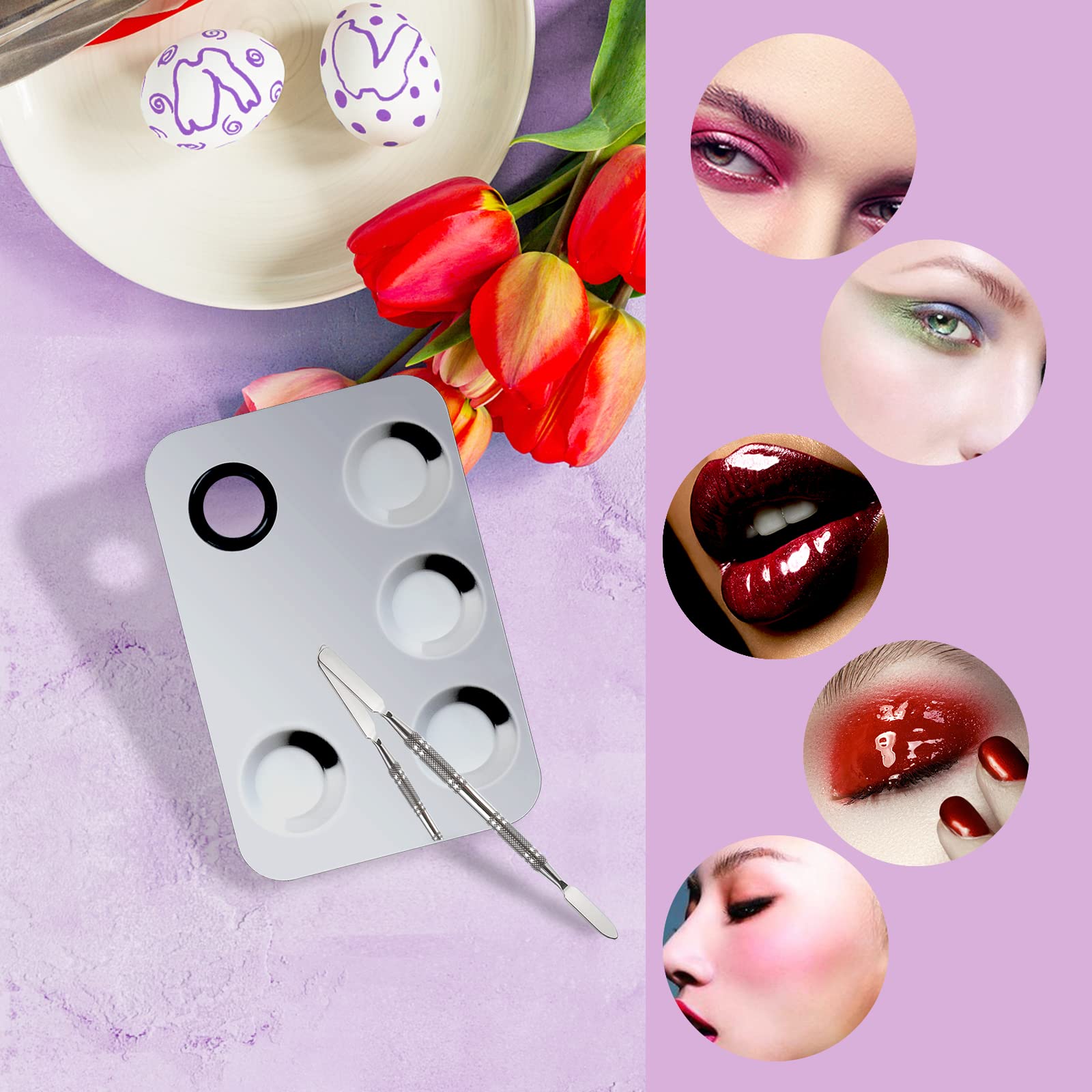 Upgrade Mixing Makeup Palette, Paleta cosmética de Acero Inoxidable con Herramienta de espátula
