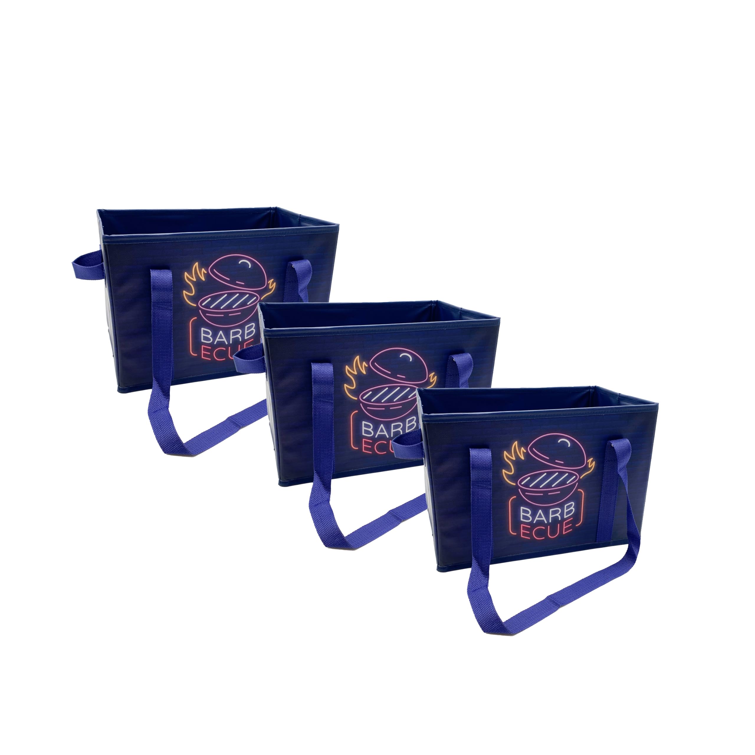 Collapsible Reusable Shopping Box Grocery Bag Set with Reinforced