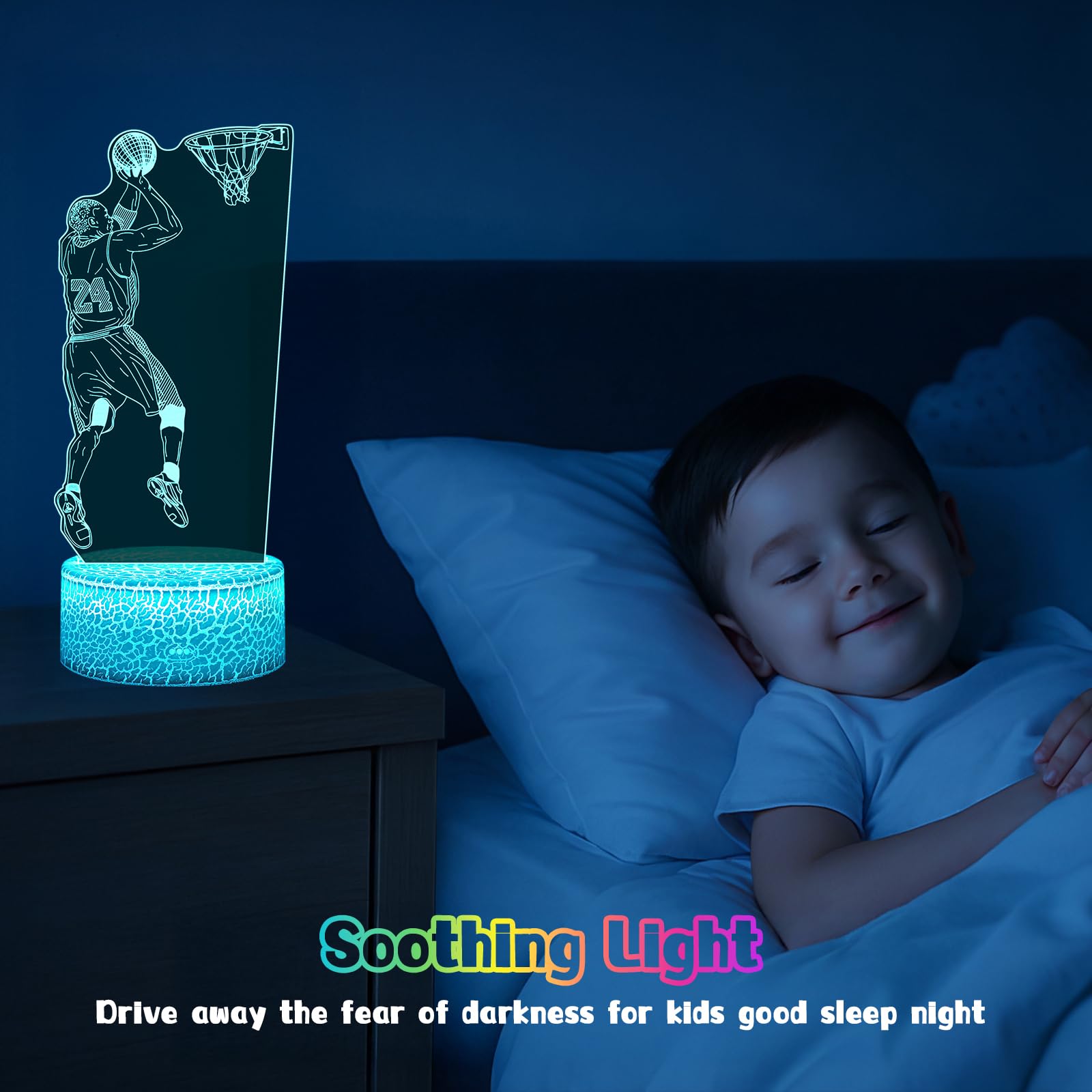 Eygerur 3D Lampada Pallacanestro - 2 Pezzi pallacanestro Luce Notturna Bambini - 16 Colori Lamp Intelligente Con Telecomando a LED Illusione Idea Regalo di Natale Decorazione Per la Camera dei Bambini