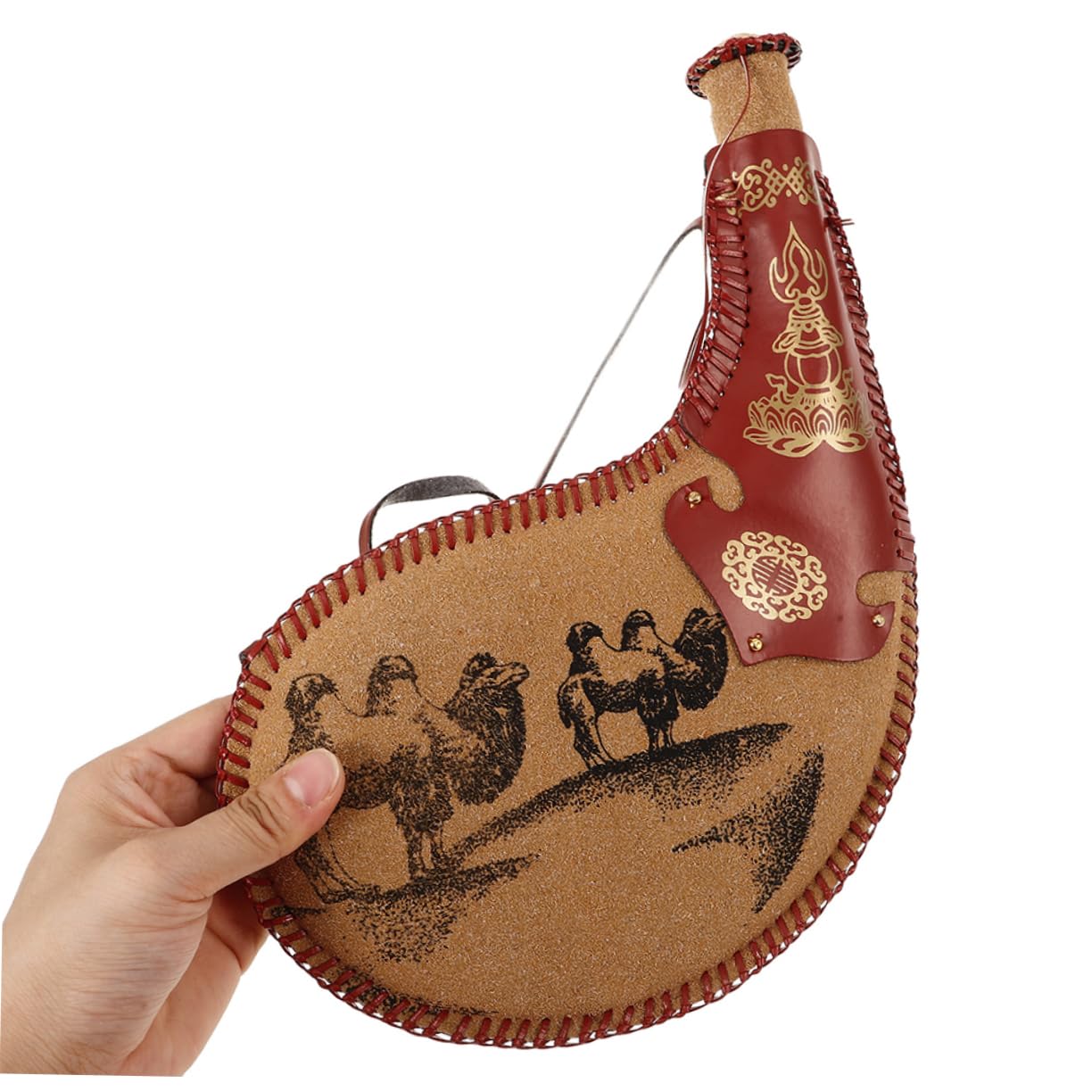 Hemobllo Sacca Idrica Tradizionale 2 Pezzi in Pelle Pu Portatile | Campeggio e Attività All'aperto, Facile da Pulire, Capienza Ampia, Lavorazione Antica