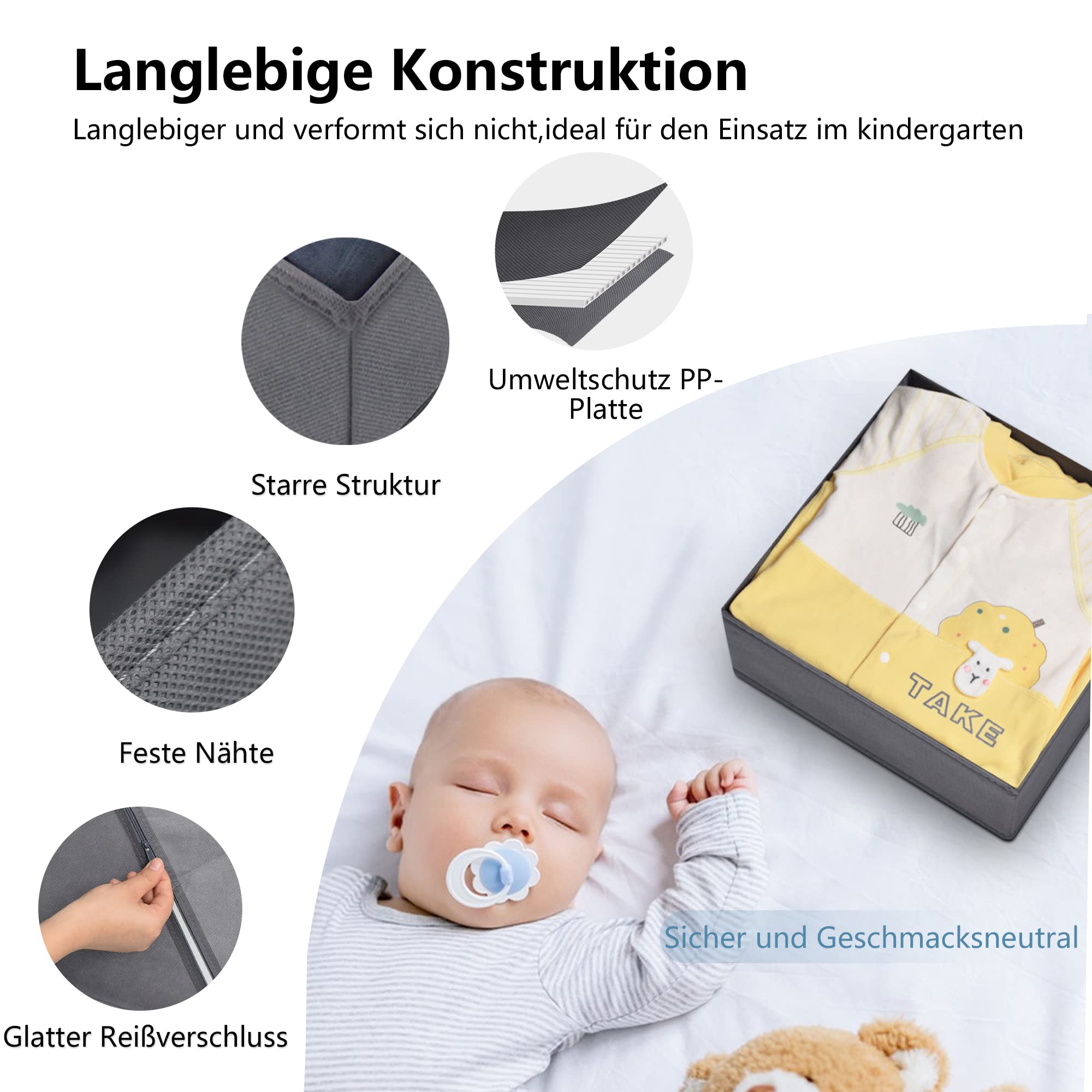 Lot De 6 Organiseurs Pliables ORLISA Pour Tiroirs Pax - Pour Chaussettes, Sous-Vêtements - Gris
