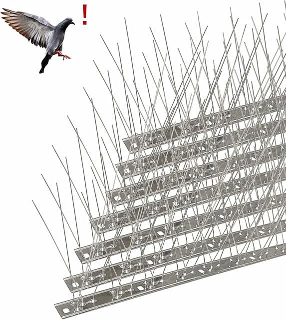 AOKKR Kolce odstraszające gołębie (6,6 m / 20 sztuk) na dach, balkon, okna skuteczny odstraszacz ptaków ze stali nierdzewnej z wytrzymałymi i regulowanymi kolcami do odstraszania ptaków przed