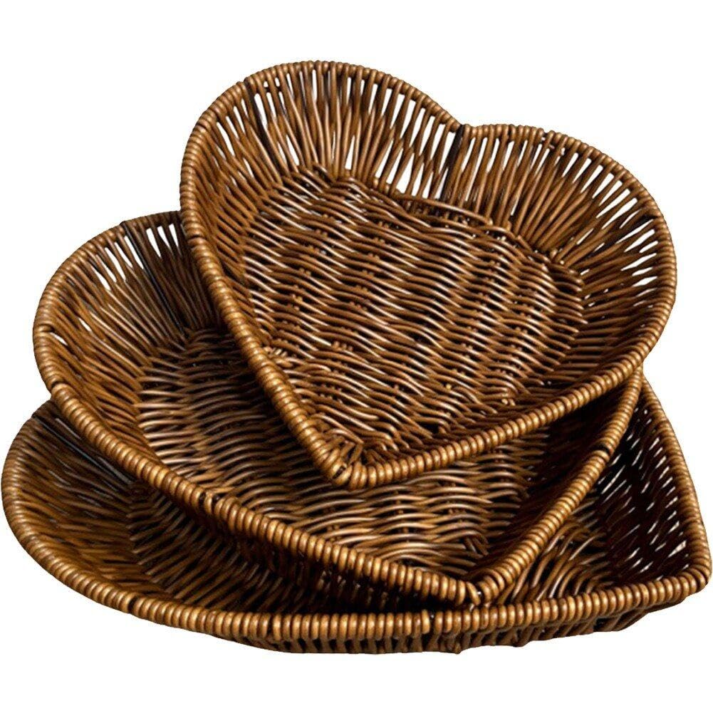 Luxylei Woven Bread Baskets,Heart Shape Wicker Baskets Food Serving Fruit Vegetables Sundries Storage Basket for Home,Office,Restaurant, Bakery