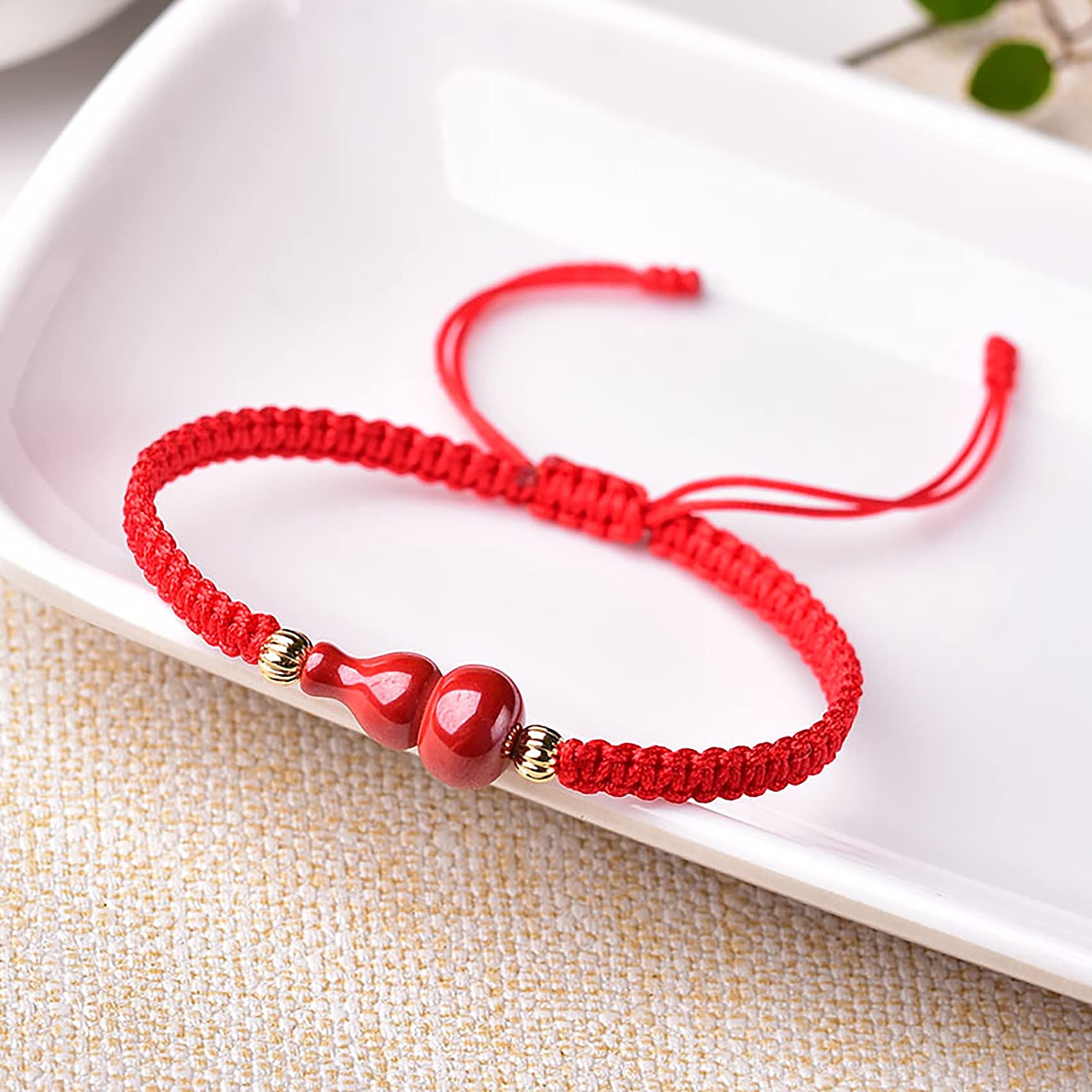 Bracciale Ricchezza Bracciale Bracciale con Cordino Rosso Bracciale con cinabro Naturale S Bracciale Wu Lou/Zucca Intrecciato Talismano Regolabile Bracciale Buddista Fatto a Mano Attira buona Fortuna