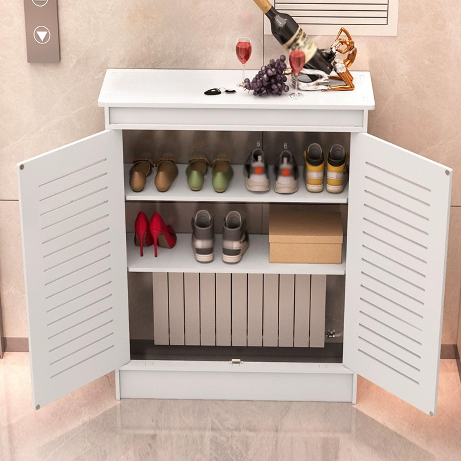 Cubreradiador horizontal para salones modernos y pasillos estrechos