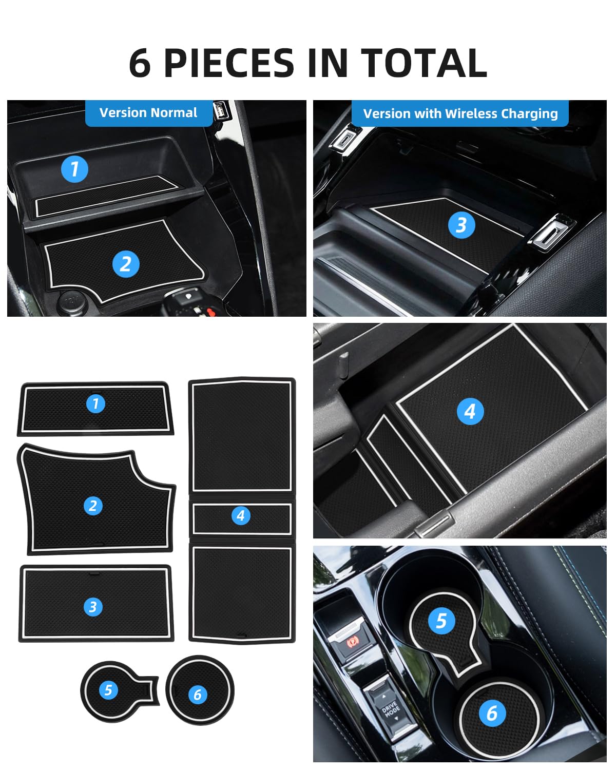 Tappetini Auto LANGBEAN Per Peugeot 2008/e-2008 2020-2024 - Set 12 Pezzi Nero E Bianco - Foto 3