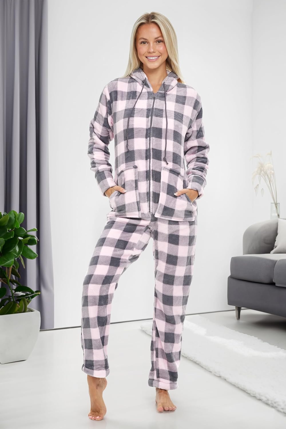 Alexander Del Rossa Adult Onesie Pajamas, Hooded Fleece Adult Onesie, One Piece Women's Pajamas - Image 2