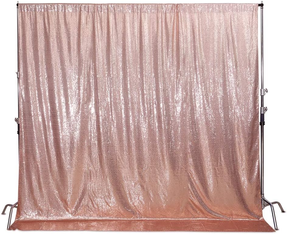 SquarePie Sequin Backdrop Non-Transparent Background Sparkly Curtain for Wedding Party 8FT x 8FT Rose Gold