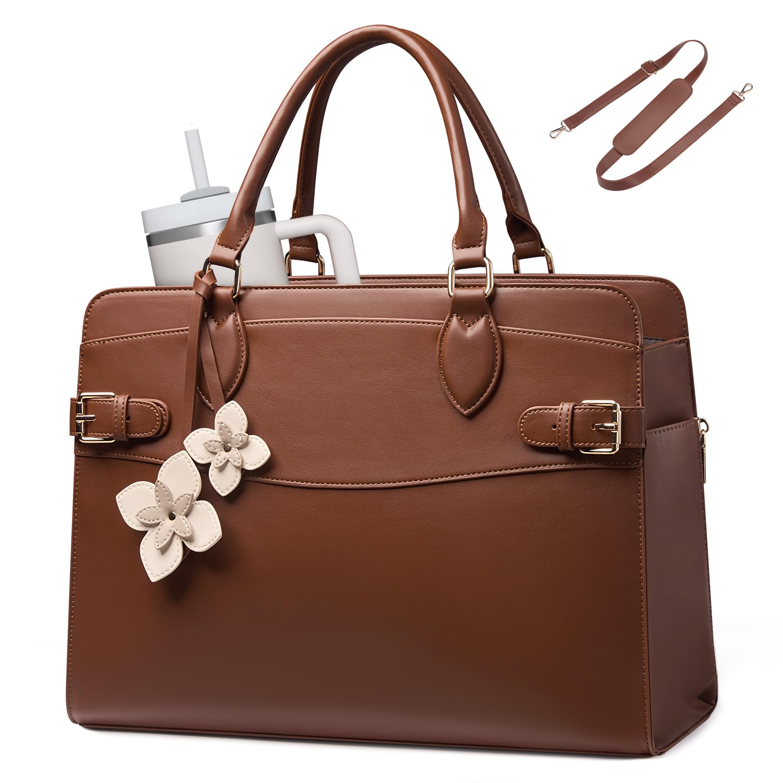 LOVEVOOK Handtasche Damen, 15,6 Zoll Laptoptasche Arbeitstasche Elegant | Wasserdichte Leder-Handtasche mit großem Getränkehalter für Büro, Reisen, Uni, große Schulter-Bibeltasche, Geschenk, 39,6 cm