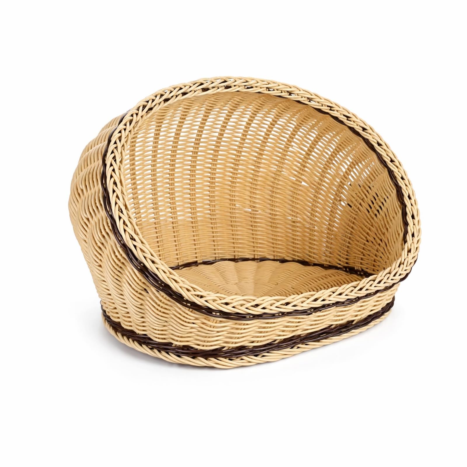 Semi Chiusa Cuccia in Fibra Intrecciata Materiali Ecologici Cuccia a Grotta per Cani Piccoli, Beige, L