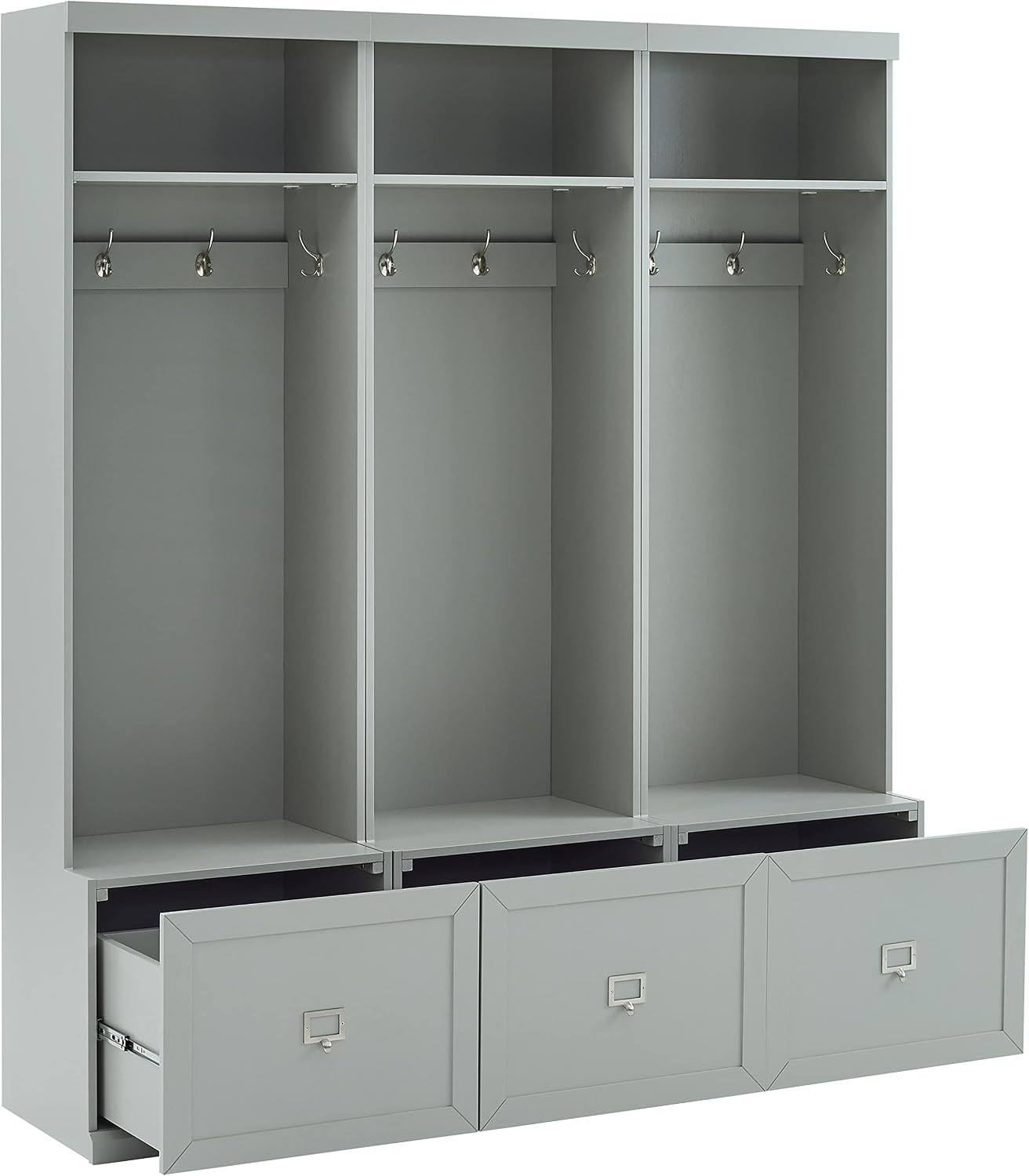 Crosley Furniture Harper 3-Piece Hall Tree Entryway Set with Storage Bench and Coat Rack Hooks for Hanging, Gray