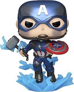 Funko POP! Marvel Avengers Endgame Captain America with Broken Shield & Mjolnir (Glow in The Dark & Metallic), Exclusive