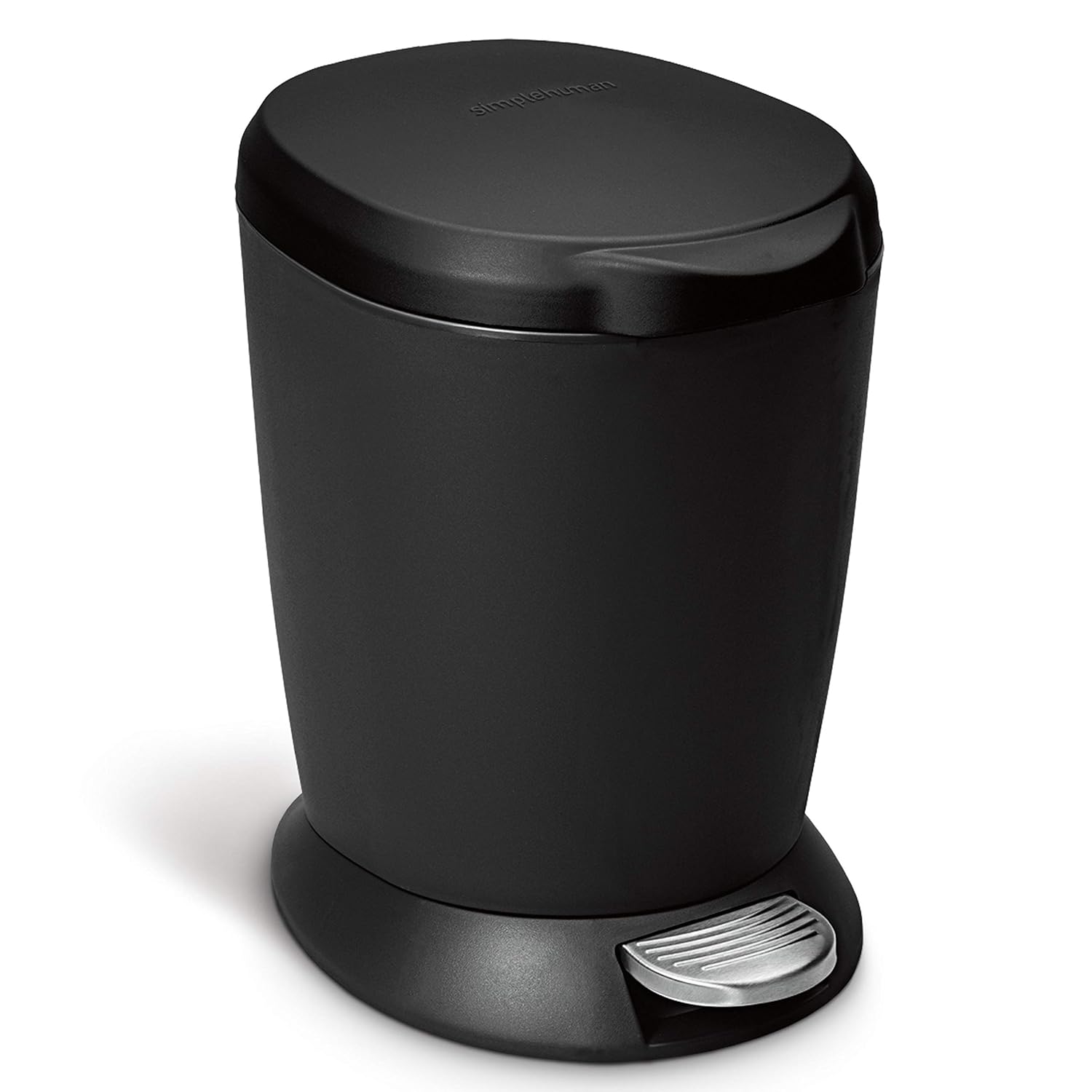 simplehuman 6 Liter 1 6 Gallon Compact Plastic Round Bathroom Step Trash Can Black