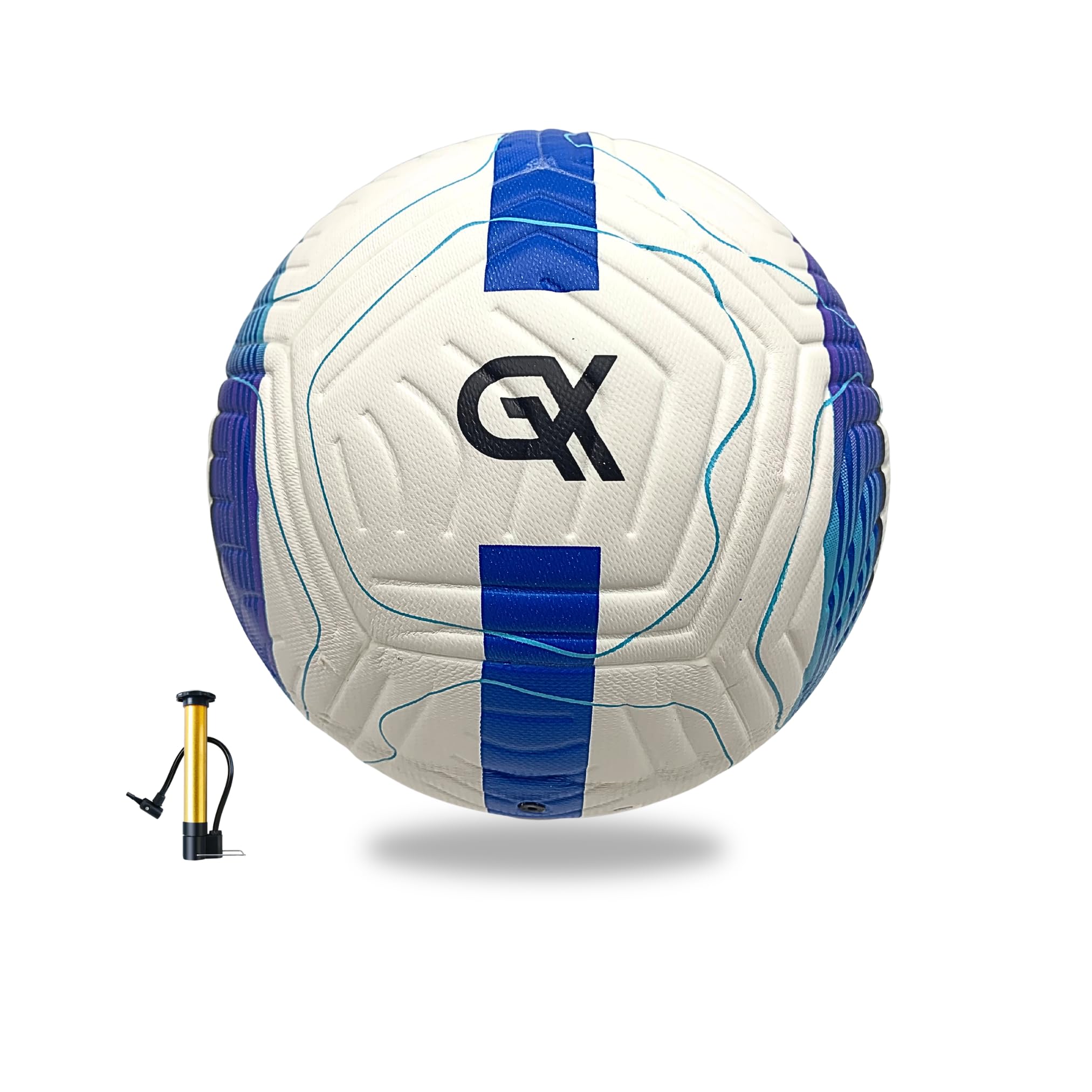 Balón de fútbol profesional, tamaño 5, cuero resistente a la intemperie, blanco y azul