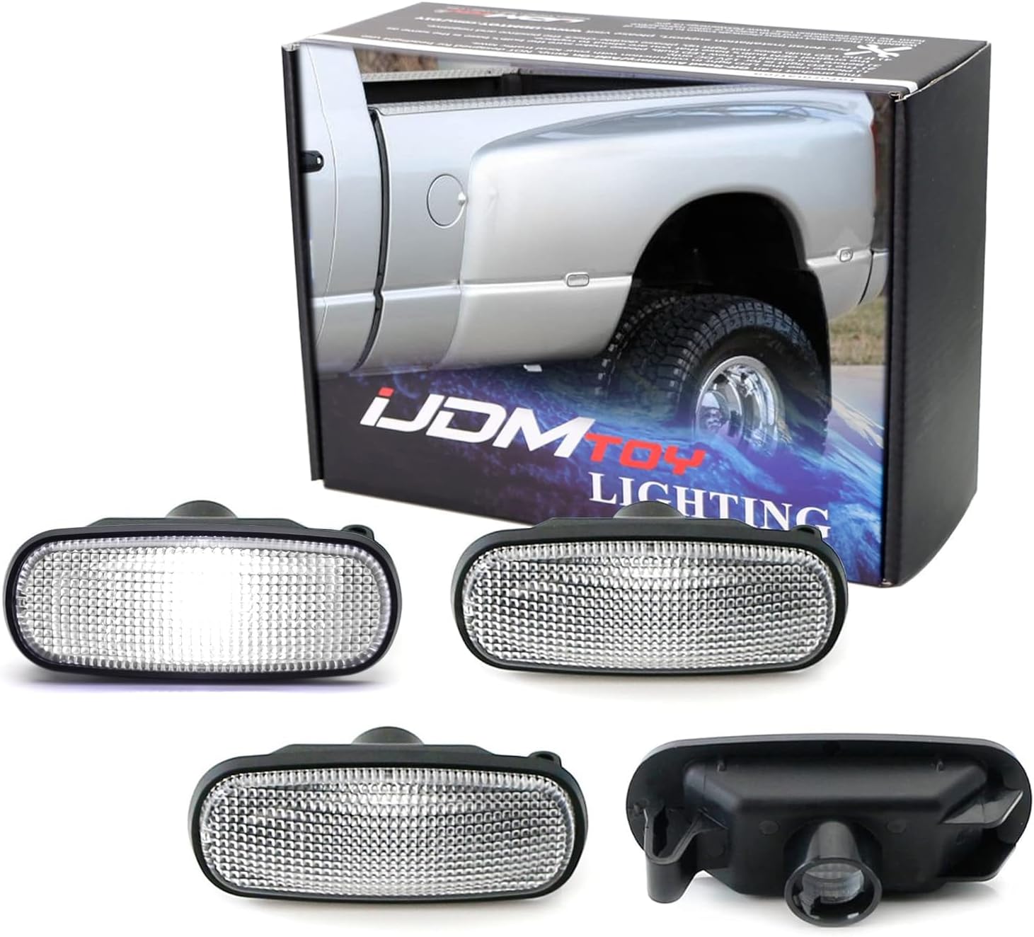 iJDMTOY Clear Lens All Xenon White LED Trunk Bed Marker Lights Set Compatible with Dodge 2003-09 RAM 2500HD 3500HD Dually Truck Double Wheel Side Fenders, Powered by Total 20 LED