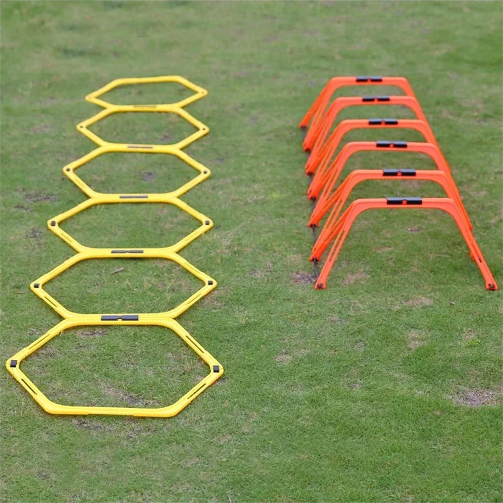Vallas De Agilidad 6Pcs Agility Hurdles Set Football Training Folded Hexagon Ladder Multi Supplies Hex Hurdle Equipment(6Pcs Yellow)