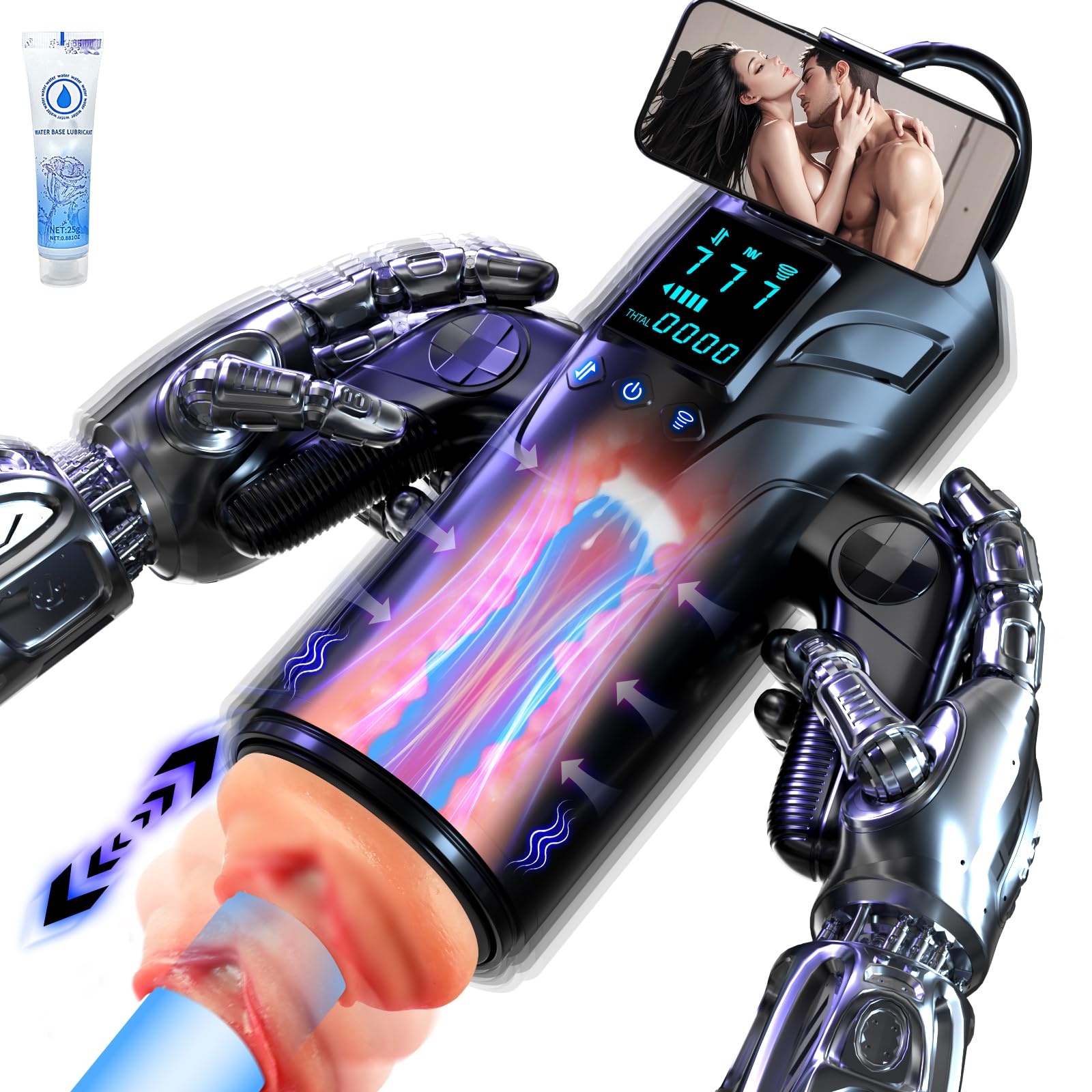 Masturvatore per Uomo Sex Toy - Masturvatore Sexytoysys Uomo con 7 Modalità di Suzione, Spinta e Vibrazione, 3D Vagina Toys Sessuali per Uomini Masturbazione Maschile con Schermo LED