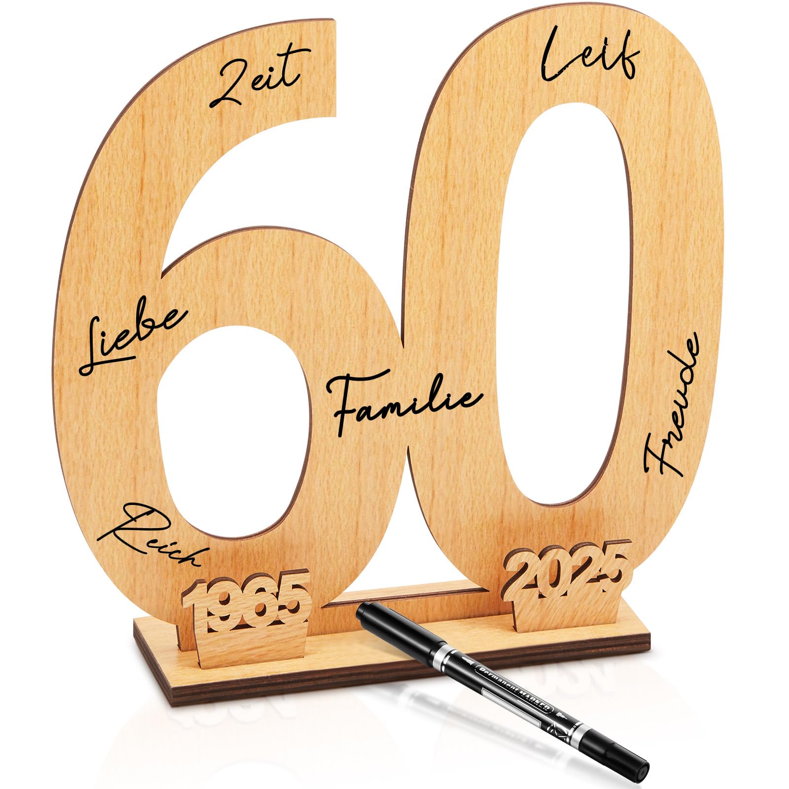 Libro Degli Ospiti In Legno Per 55 Anni – Regalo Personalizzato Con Anni Dal 1969 Al 2024, Formato 18,5x25 Cm, Design Europeo, Per Compleanno O Anniversario