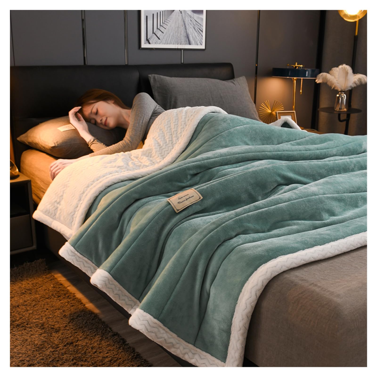 Coperta In Pile Aisbo 150x200 Cm - Morbida, Calda, Per Divano O Letto Singolo, Blu Navy - Foto 7