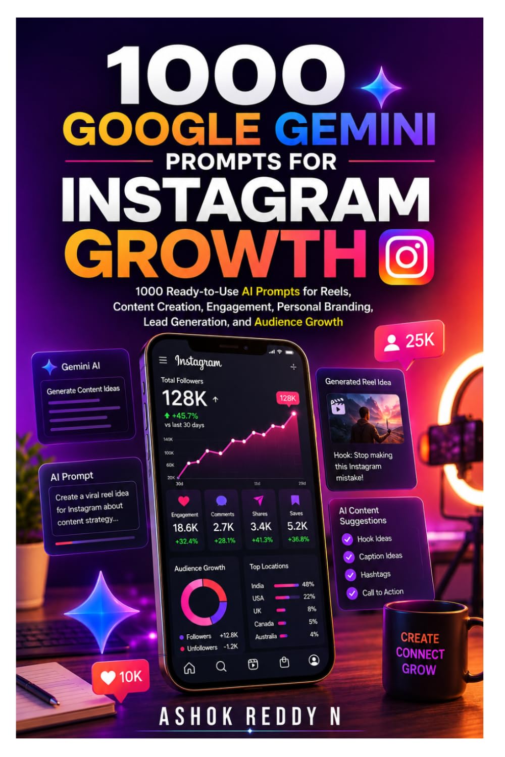 1000 GOOGLE GEMINI PROMPTS FOR INSTAGRAM GROWTH: 1000 Ready-to-Use AI Prompts for Reels, Content Creation, Engagement, Personal Branding, Lead Generation, and Audience Growth