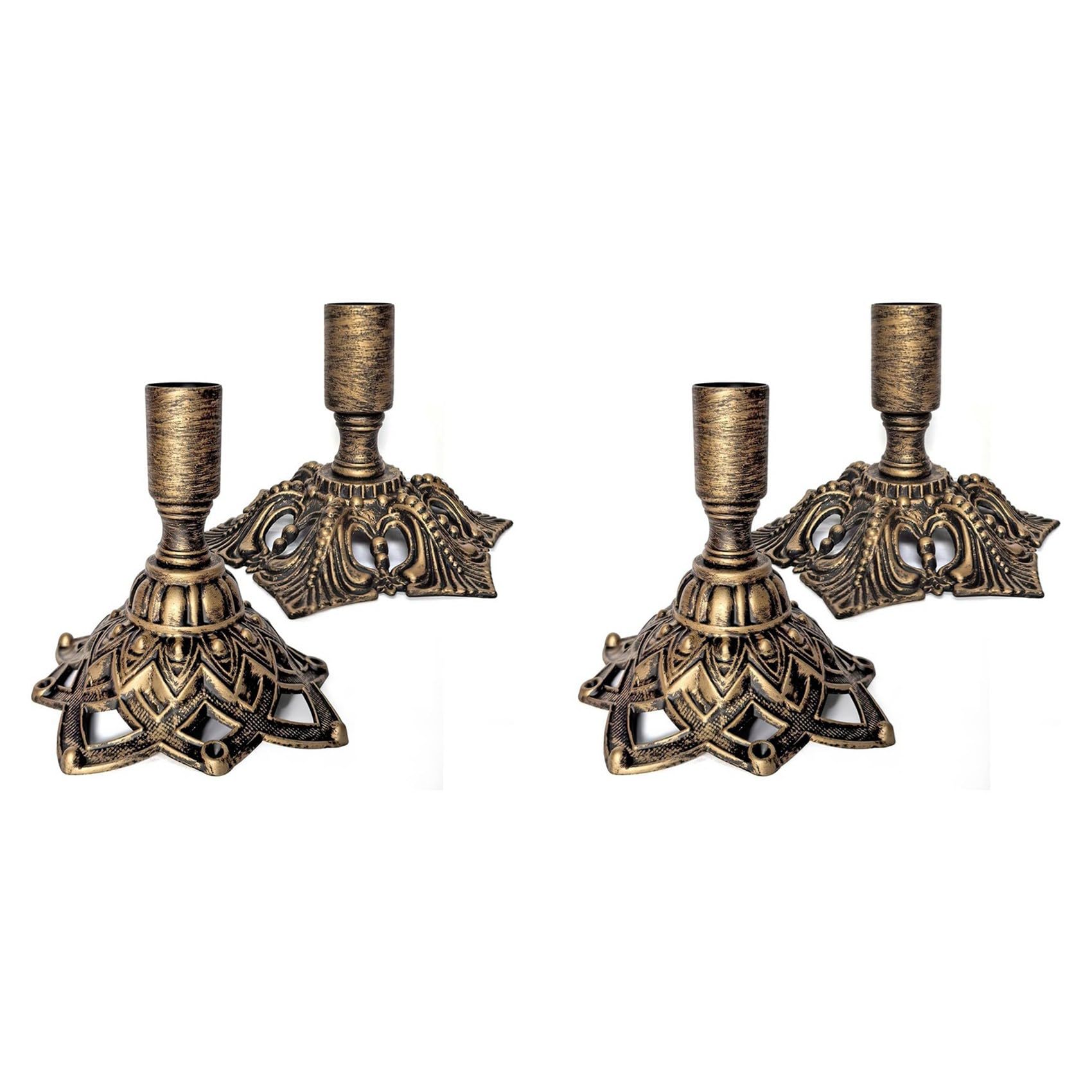 Hndhbfgrt 4pcs Candlestick Holders,Taper Candle Holder for Candlesticks Gold Brass Vintage Candle Metal Stick Candle Holders