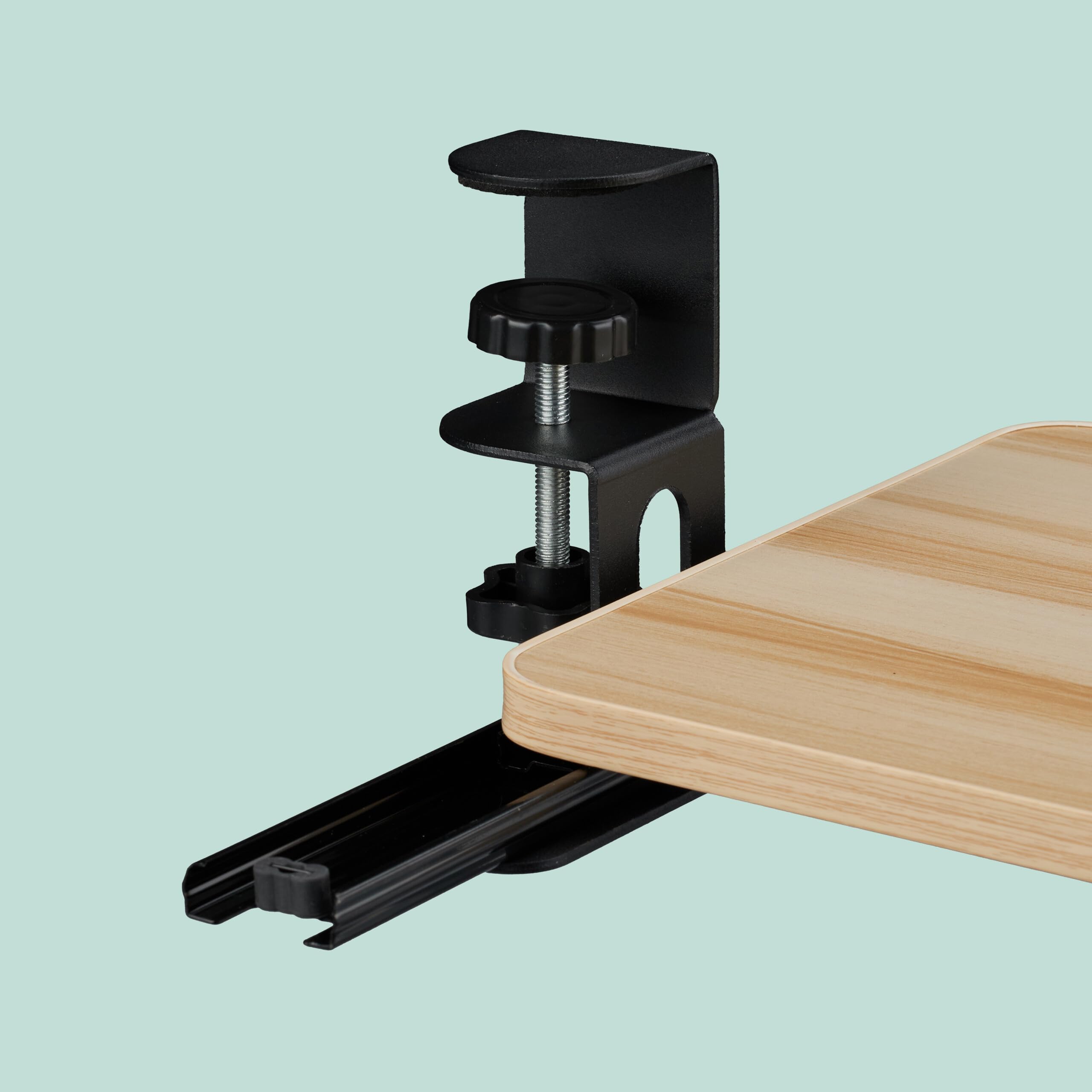 Relaxdays Extensor Escritorio, 65 x 24 cm, Plegable, con Pinzas, Bandeja Teclado Ergonómica, Efecto Madera, Natural