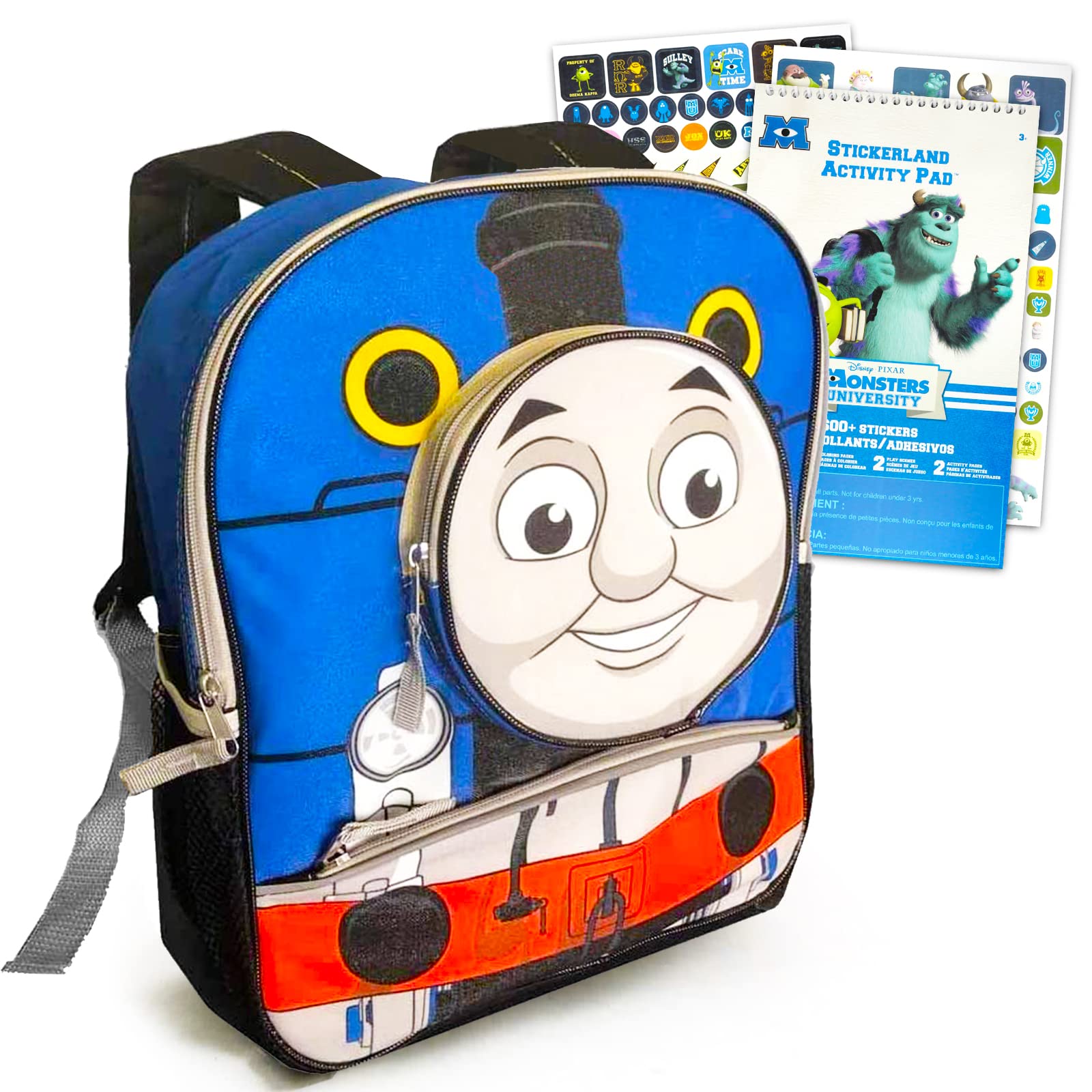 Thomas the Train School Backpack - Thomas the Tank Engine School Supplies Bundle With 14" Deluxe Thomas Backpack And Monsters University Stickers (Thomas the Train Bag for Boys)